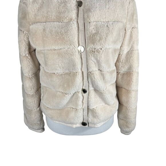 Karl Lagerfeld Paris Faux Fur Jacket in Oyster - Picture 5 of 10